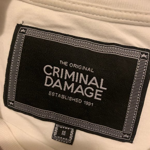 3 for $20 🌵 Criminal Damage White/Black T-Shirt - Picture 5 of 5